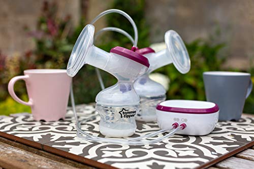 Tommee Tippee, Tommee Tippee Made for Me Double Electric Breast Pump, Quiet and Lightweight, USB Rechargeable, Portable Unit with Massage and Express Modes